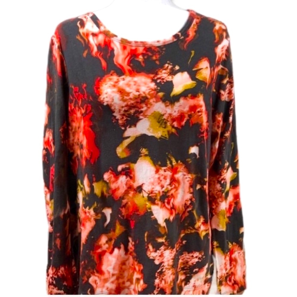 SIMPLY VERA VERA WANG Floral Long Sleeve Stretchy Top size L